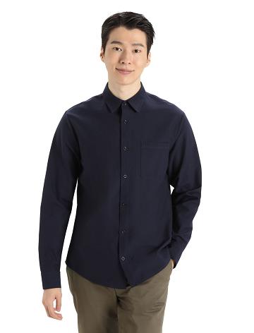 Midnight Navy Icebreaker Merino Berlin Shirt Men's Long Sleeve | AU 1235EBCX